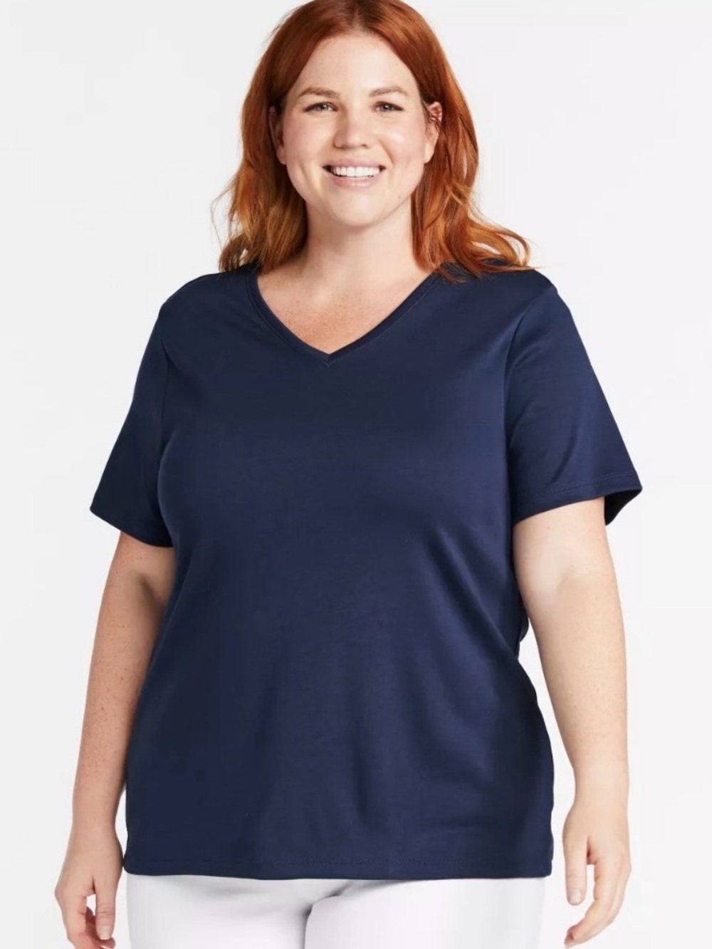 LL Bean 3X Plus 100% SUPIMA® COTTON
Navy Blue V-Neck Tee Organic NWT